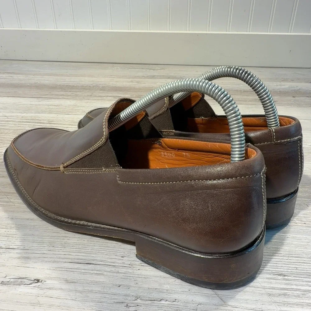 Gordon Rush Loafers Mens Sz 7.5 Brown Leather Slip On Apron Dress Shoes